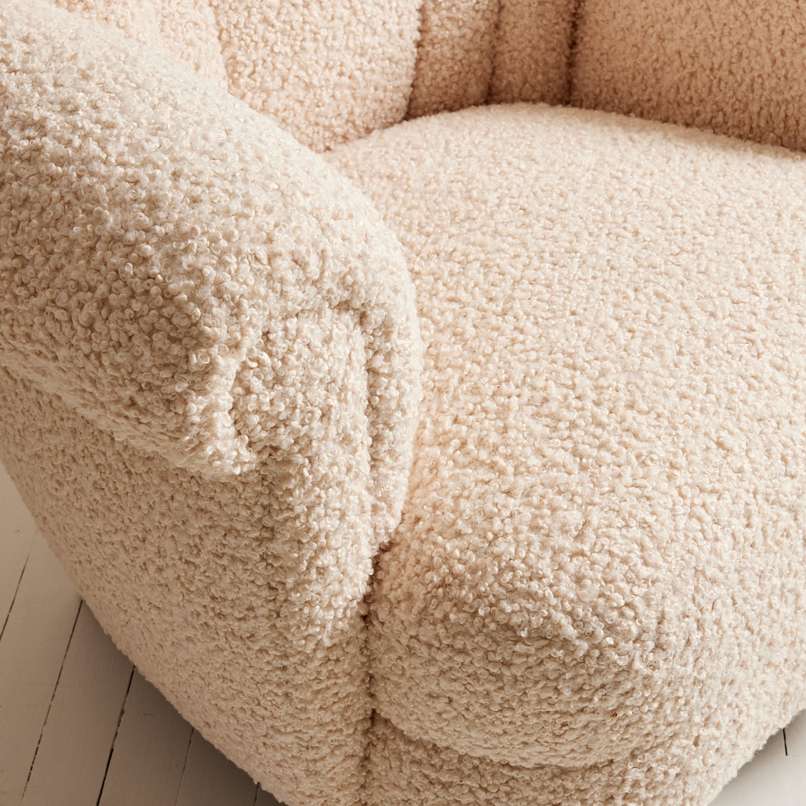 SOLD Swedish Wingback Armchair, 1940s Vintage Sherpa Boucle Easy Chair