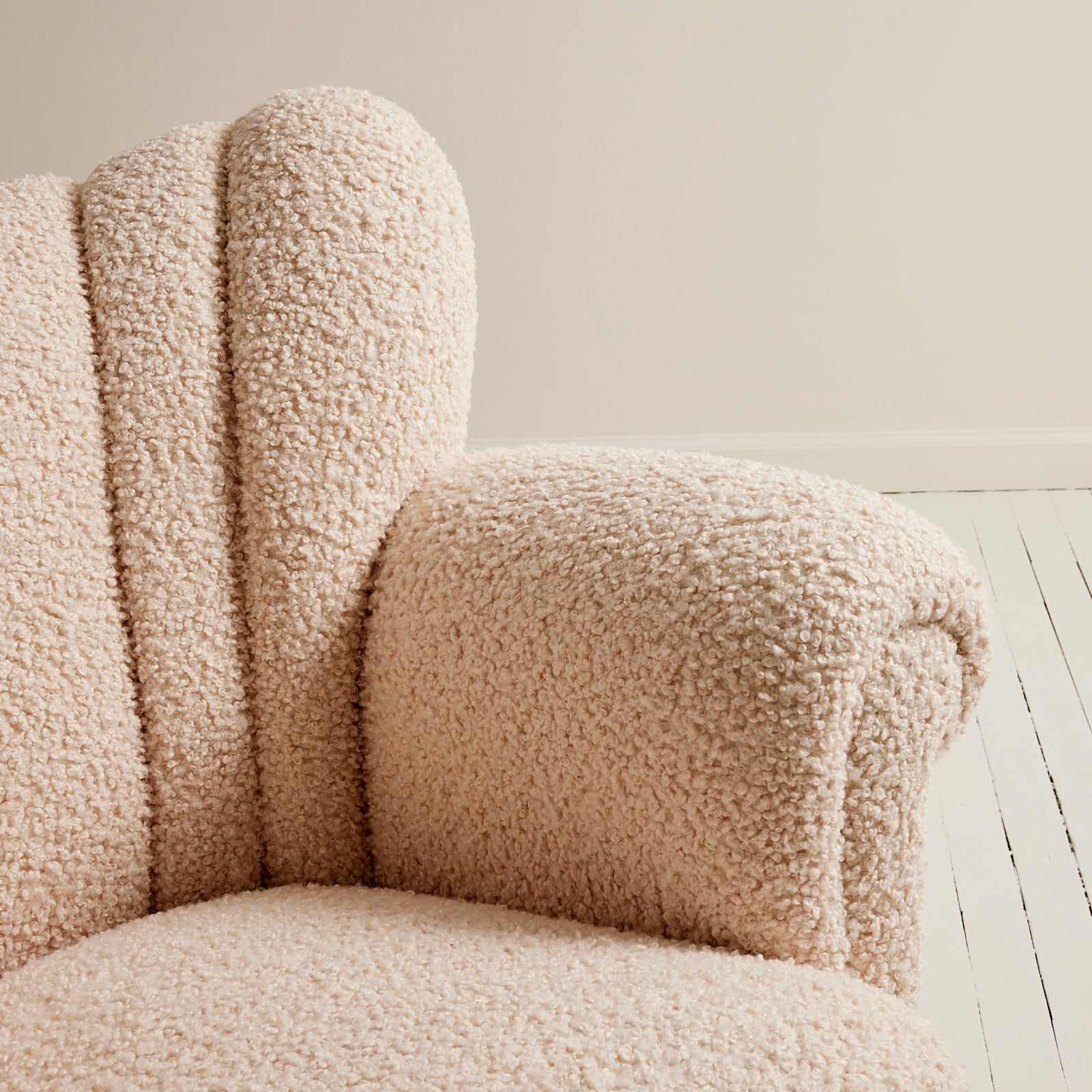 SOLD Swedish Wingback Armchair, 1940s Vintage Sherpa Boucle Easy Chair