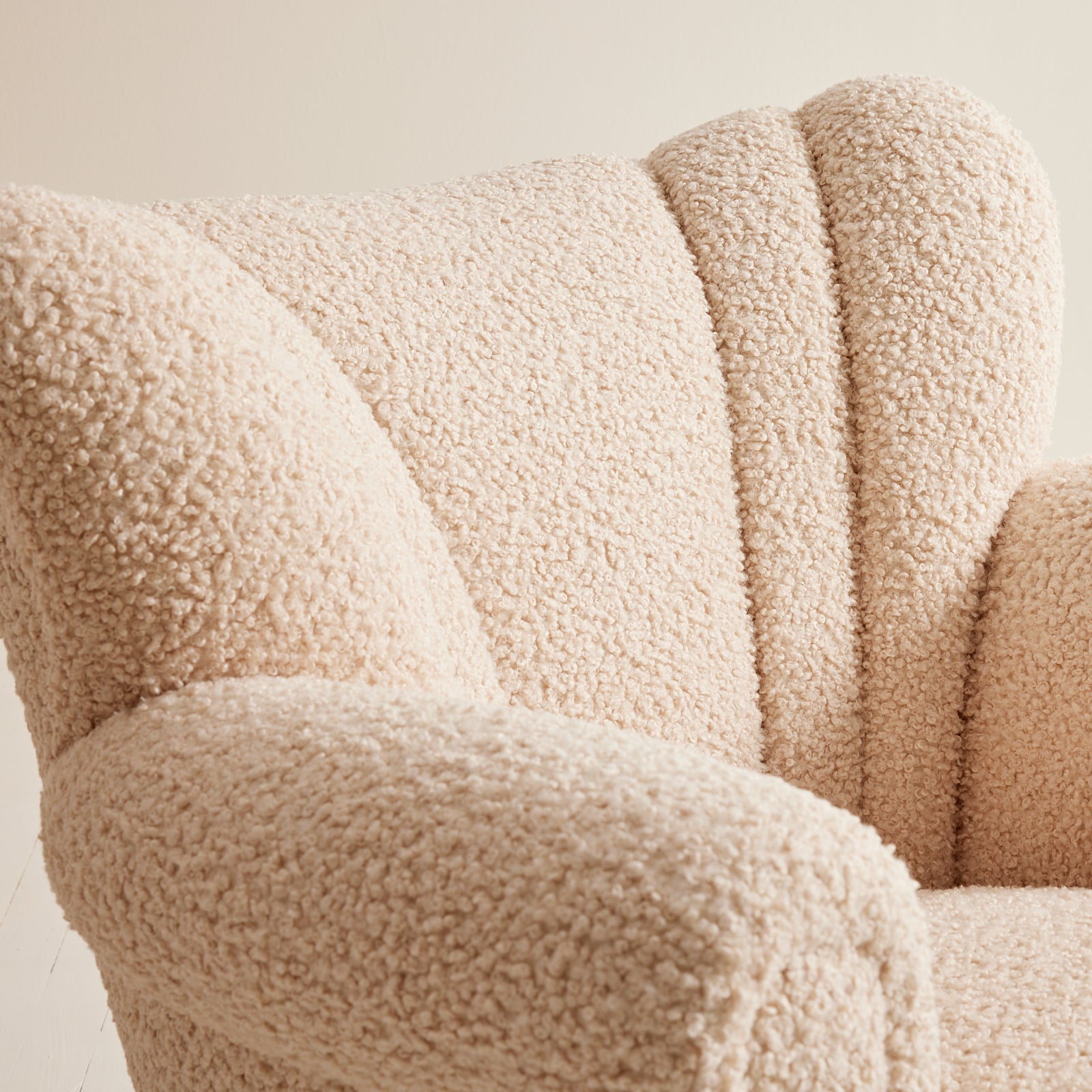 SOLD Swedish Wingback Armchair, 1940s Vintage Sherpa Boucle Easy Chair