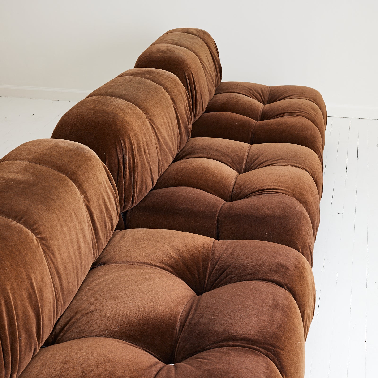 SOLD Mario Bellini "Camaleonda" Sofa, 1970s Vintage Mid Century Modular Sofa in Brown Velvet for B&B Italia, Set of 3