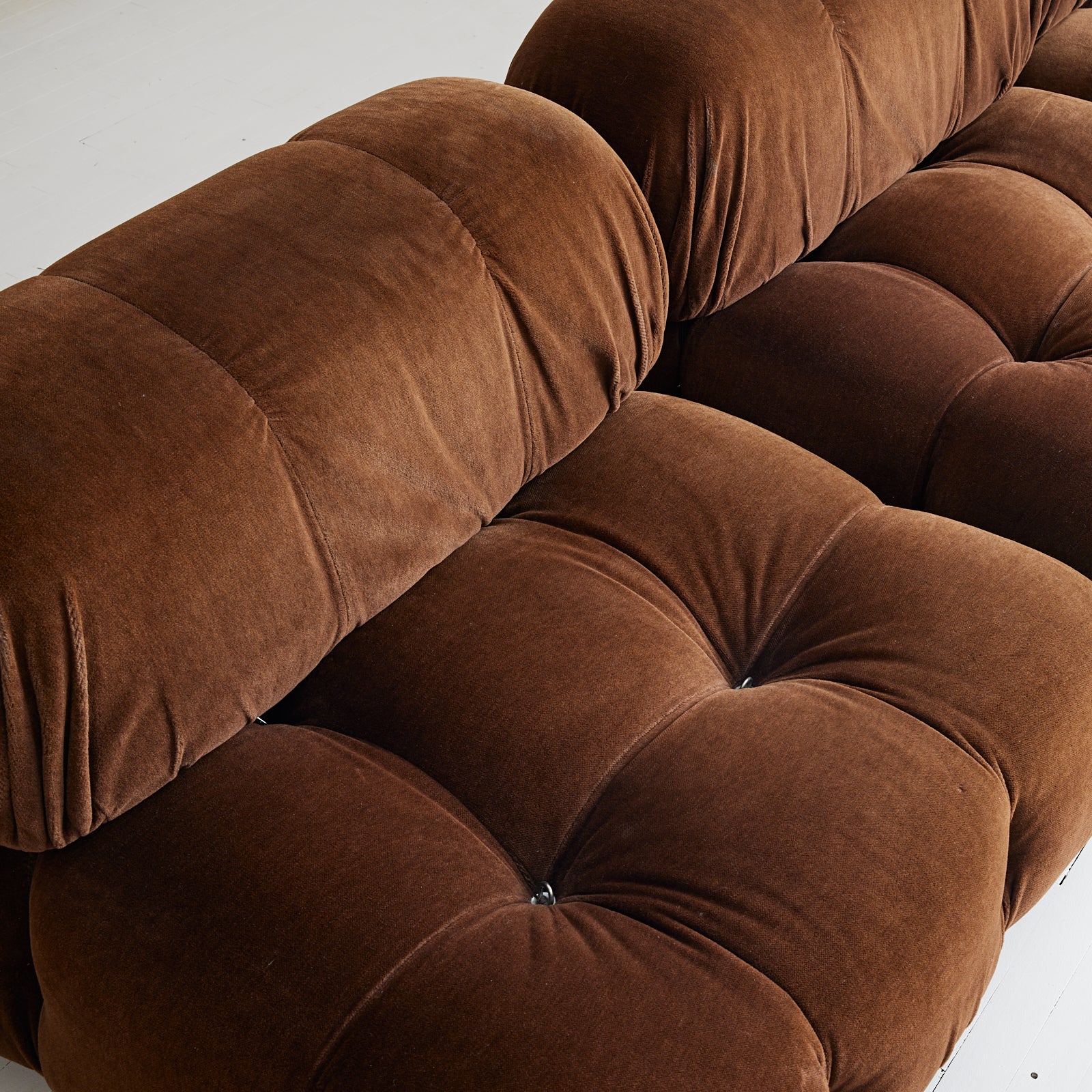SOLD Mario Bellini "Camaleonda" Sofa, 1970s Vintage Mid Century Modular Sofa in Brown Velvet for B&B Italia, Set of 3