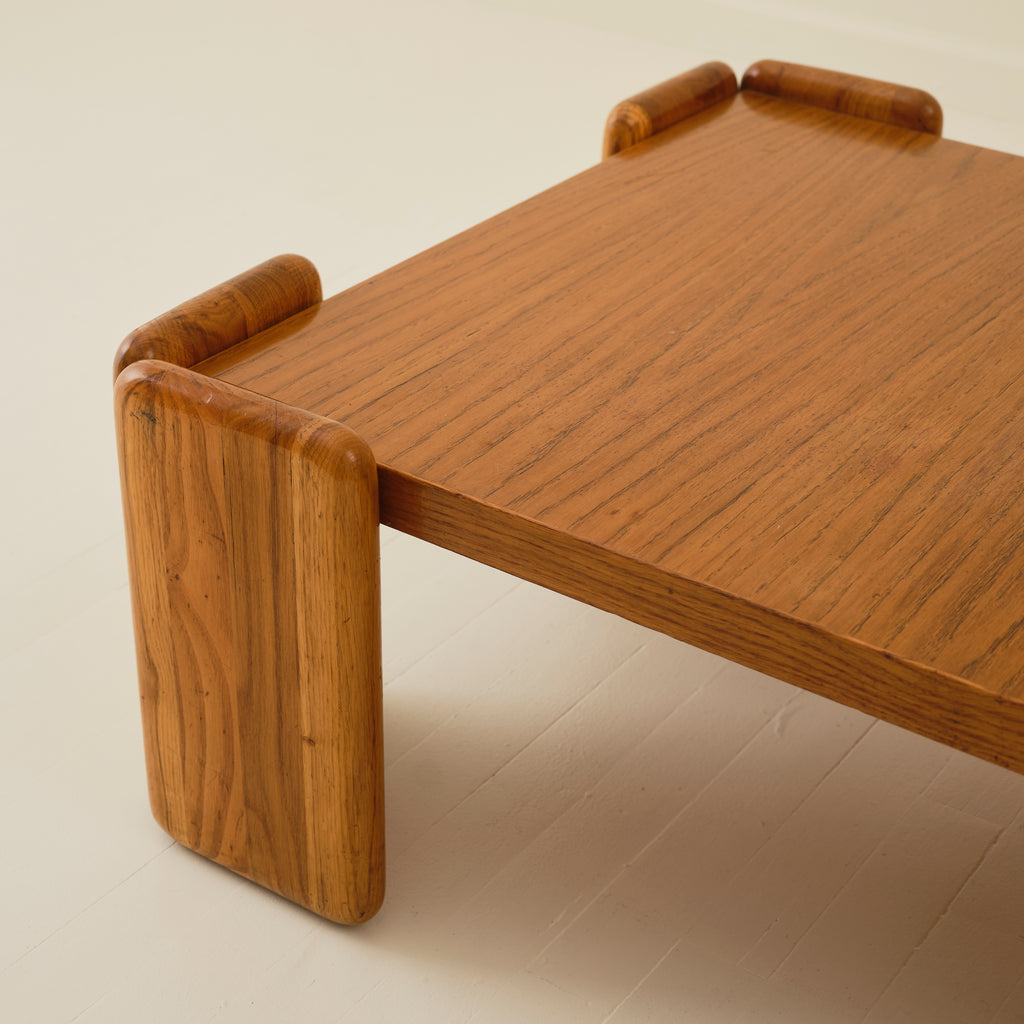 Mario Marenco "Sapporo" Mobilgirgi Solid Oak Coffee Table, 1970s