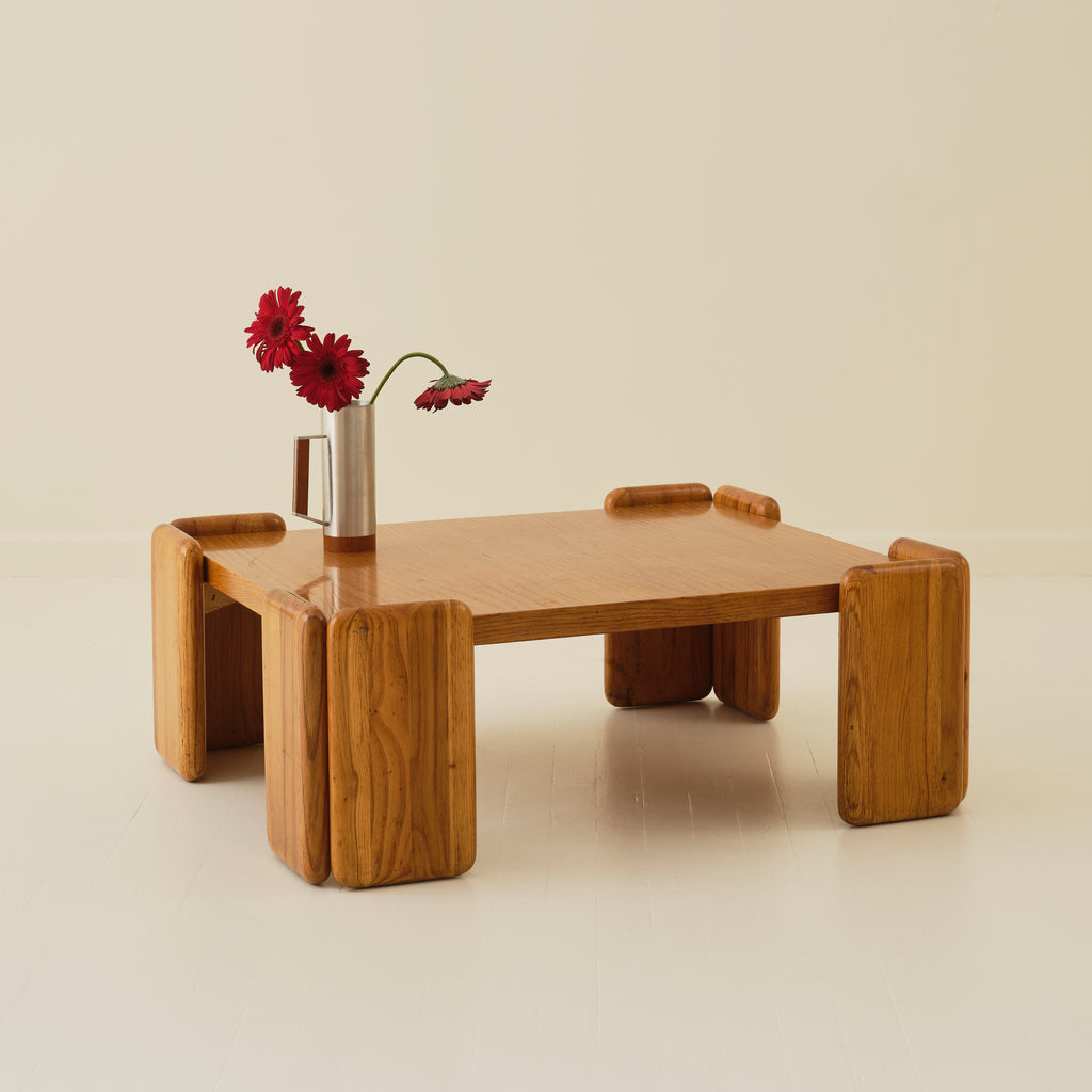 Mario Marenco "Sapporo" Mobilgirgi Solid Oak Coffee Table, 1970s