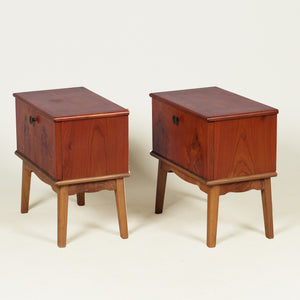 Pair of Mid-Century Danish Yew Bedside Cabinets, 1940s