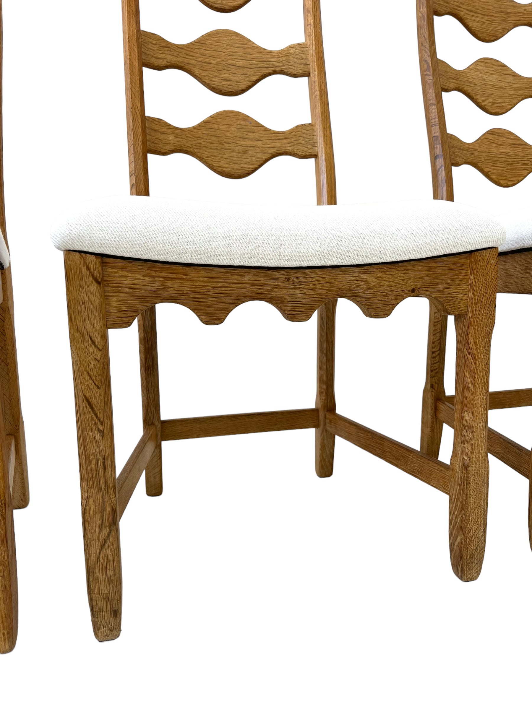 Henning Kjærnulf Oak "Razorblade" Chairs, 1960s Vintage Danish Mid Century for EG Kvalitetsmøbel, Set of 6