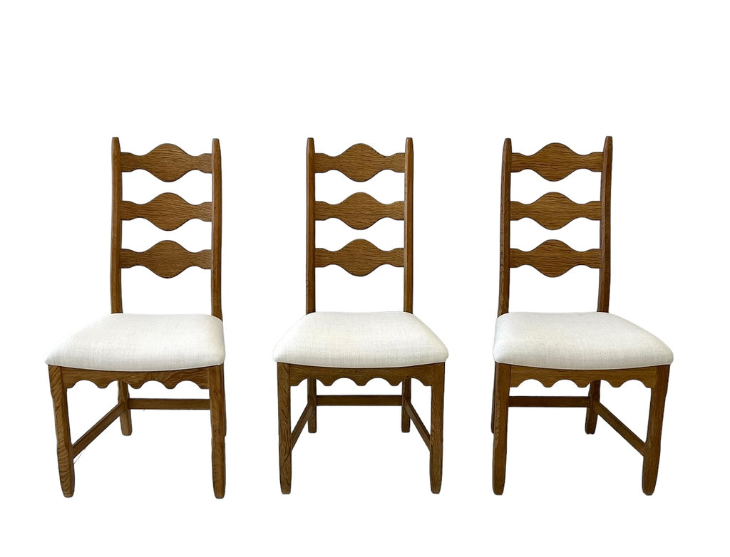 Henning Kjærnulf Oak "Razorblade" Chairs, 1960s Vintage Danish Mid Century for EG Kvalitetsmøbel, Set of 6