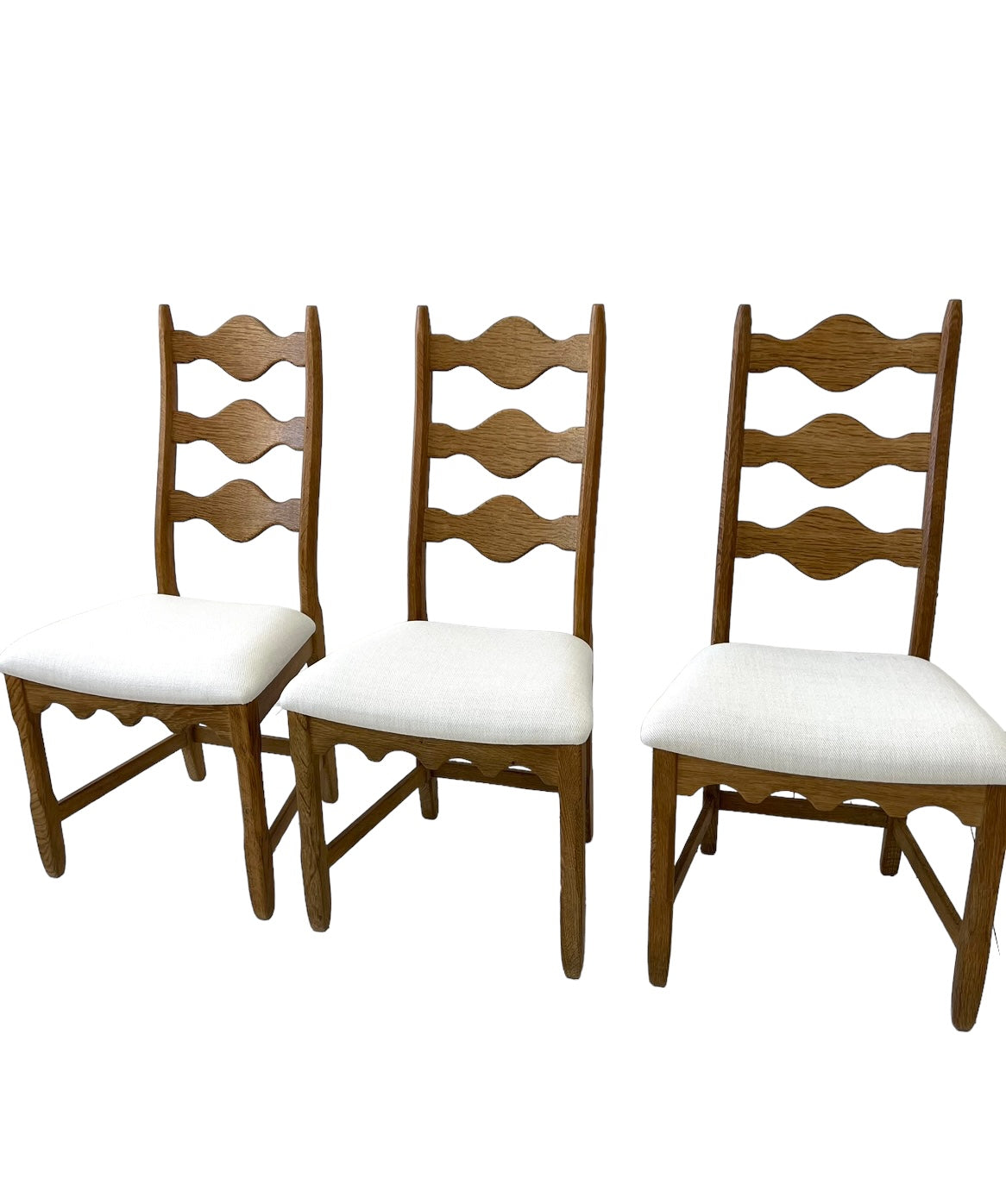 Henning Kjærnulf Oak "Razorblade" Chairs, 1960s Vintage Danish Mid Century for EG Kvalitetsmøbel, Set of 6