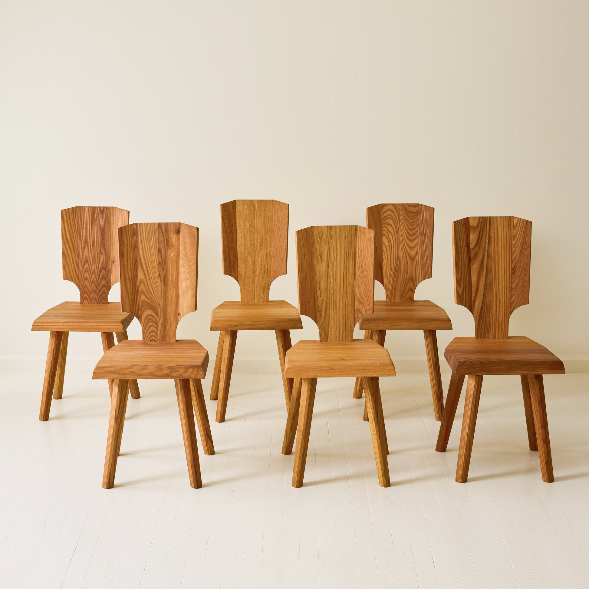 Pierre Chapo "S28" Elm Dining Chairs, Set of 6, 1970s