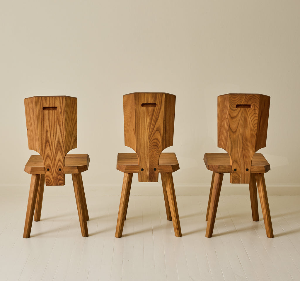 Pierre Chapo "S28" Elm Dining Chairs, Set of 6, 1970s