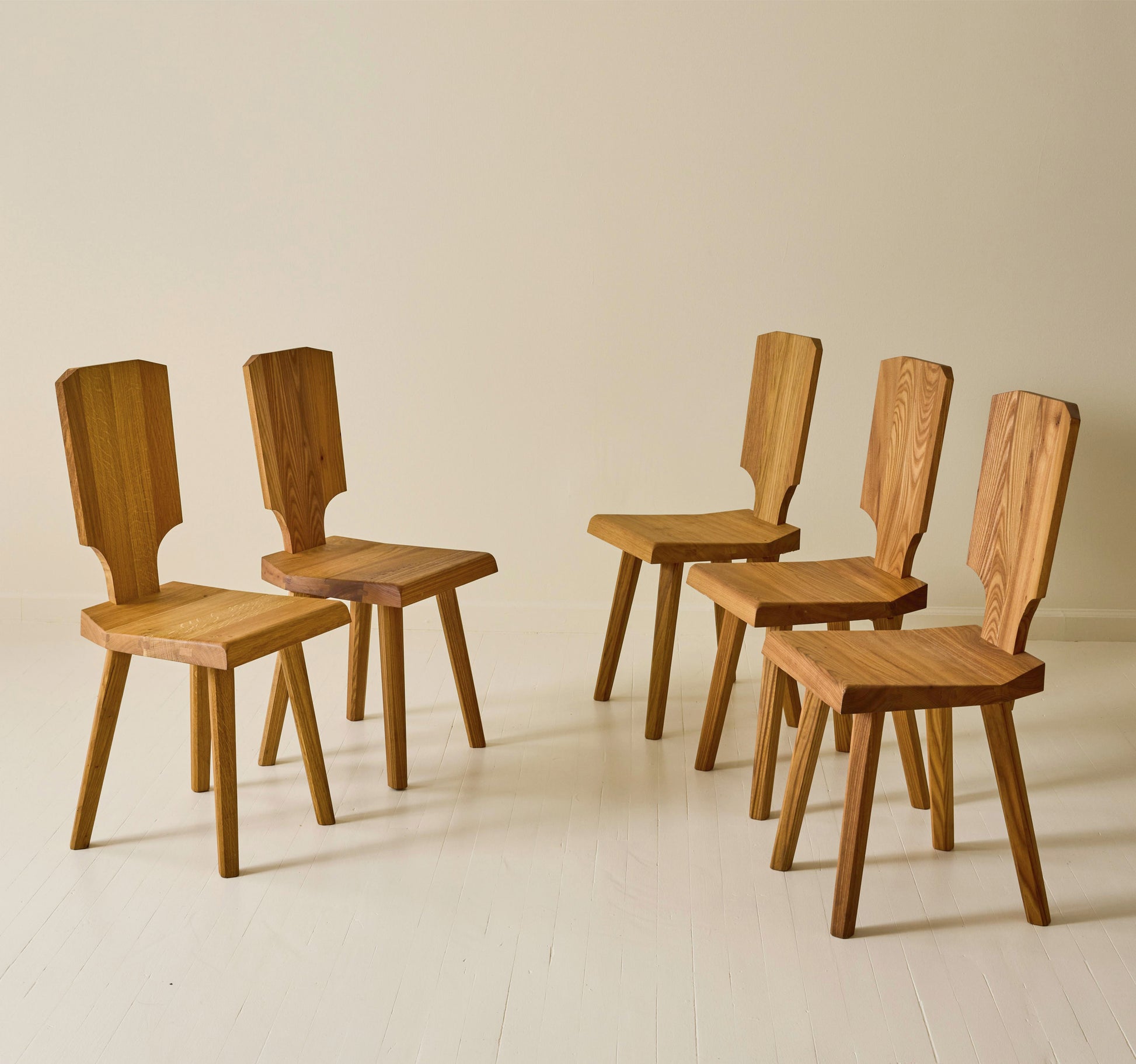 Pierre Chapo "S28" Elm Dining Chairs, Set of 6, 1970s