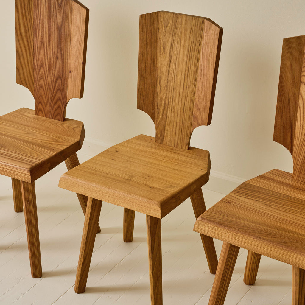 Pierre Chapo "S28" Elm Dining Chairs, Set of 6, 1970s