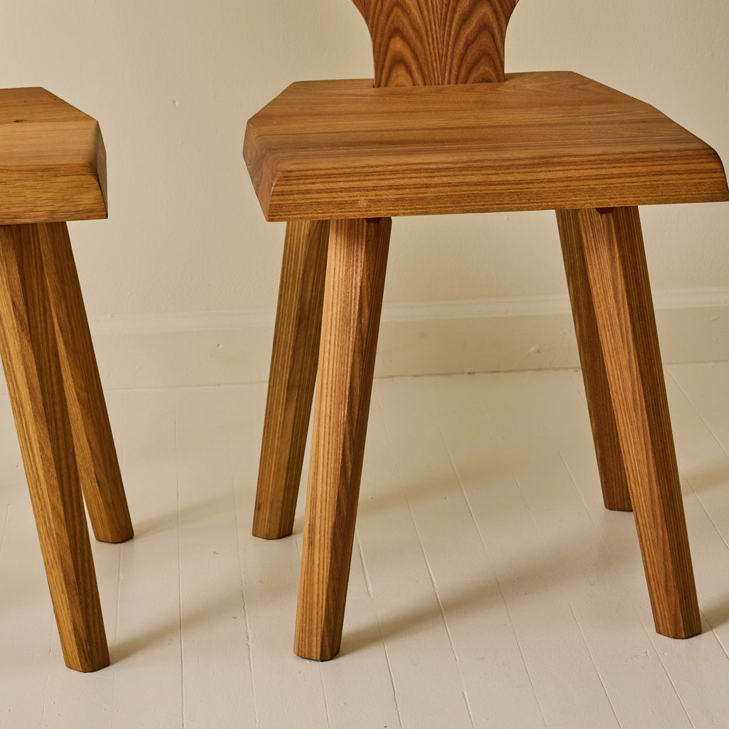 Pierre Chapo "S28" Elm Dining Chairs, Set of 6, 1970s