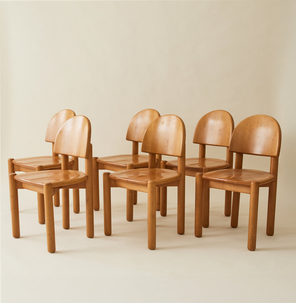 Rainer Daumiller Solid Pine Dining Chairs, Set of 6, 1970's