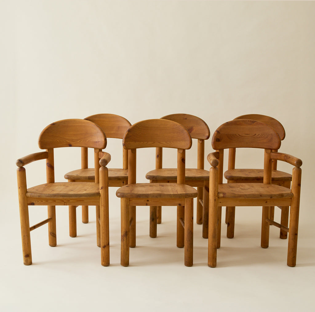 Rainer Daumiller Danish Solid Pine Dining Chairs, Set of 6, 1960s