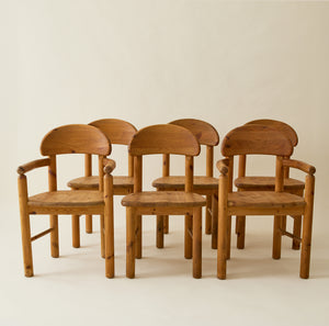 Rainer Daumiller Danish Solid Pine Dining Chairs, Set of 6, 1960s