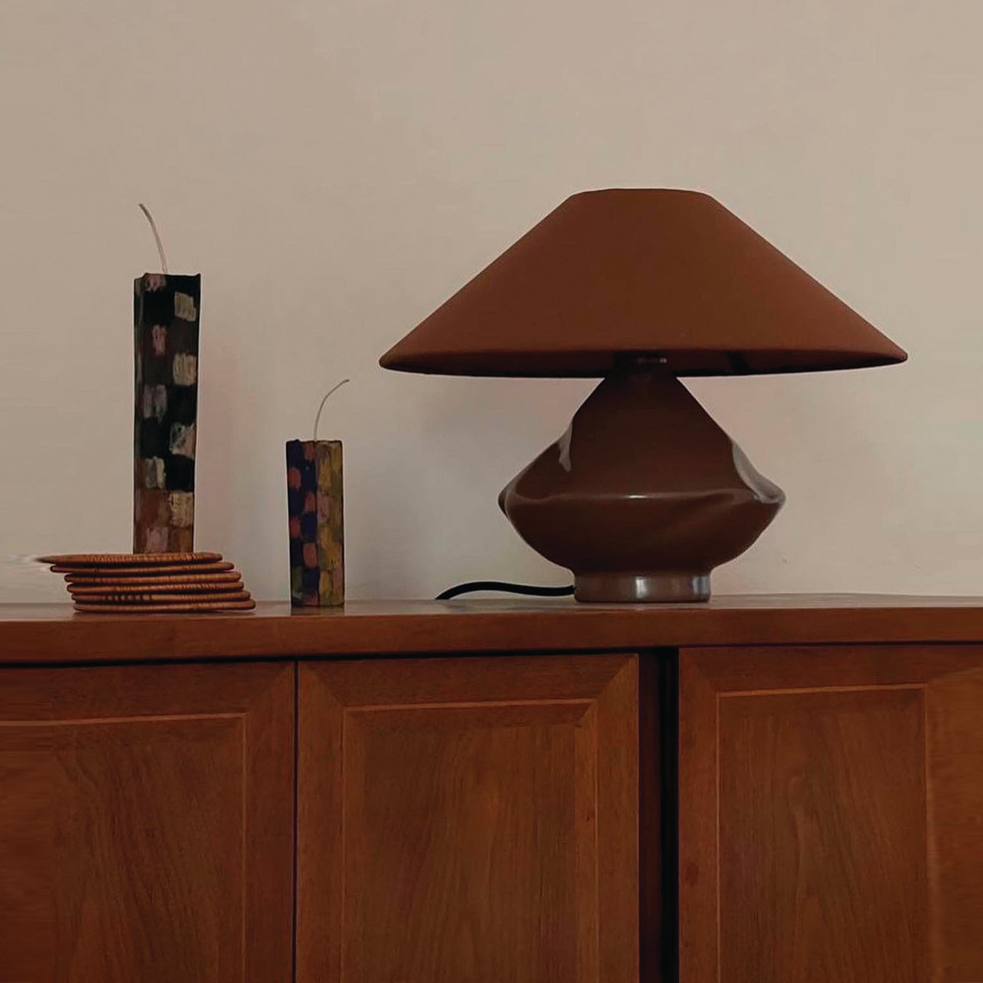 Brown Conical Glass Table Lamp by Los Objetos Decorativos