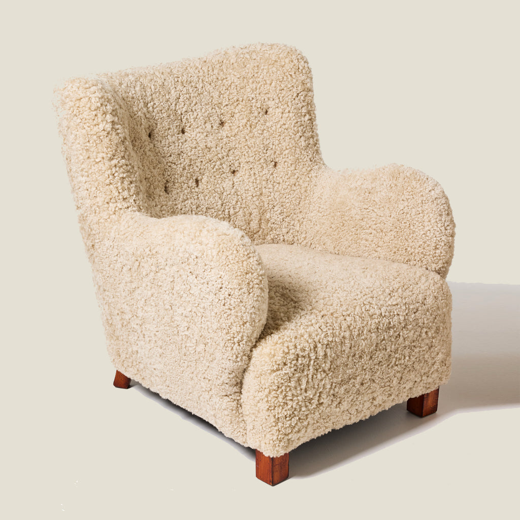 Danish Shearling Lounge Chairs, a pair, 1940s