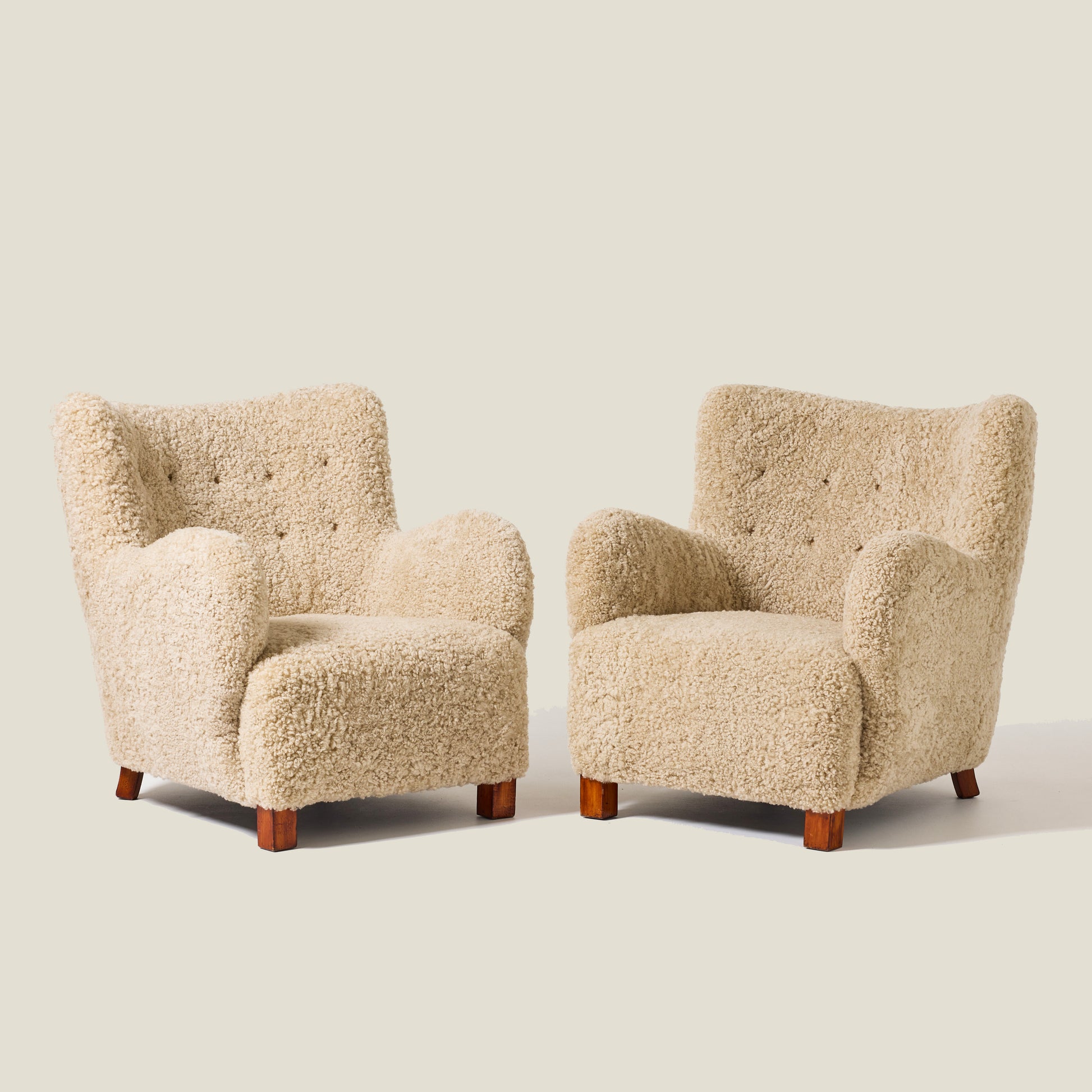 Danish Shearling Lounge Chairs, a pair, 1940s