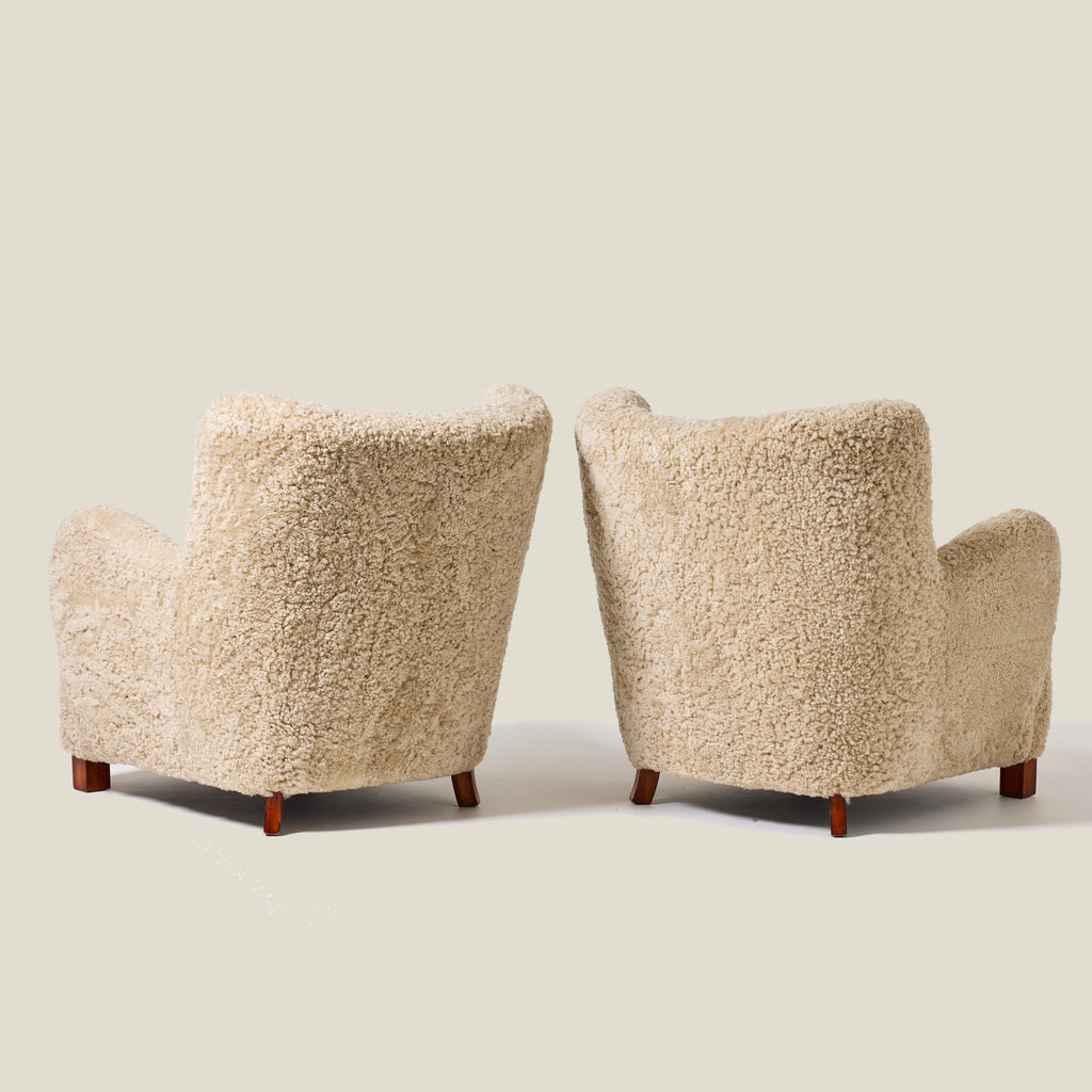 Danish Shearling Lounge Chairs, a pair, 1940s
