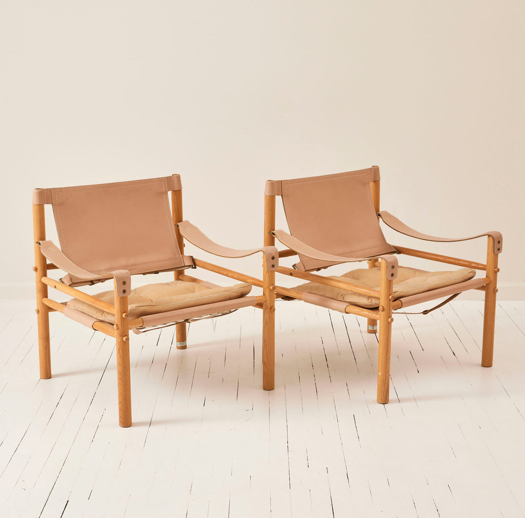 Arne Norell "Sirocco" Safari Leather Lounge Chairs, 1960's, a Pair
