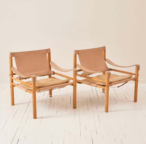 Arne Norell "Sirocco" Safari Leather Lounge Chairs, 1960's, a Pair