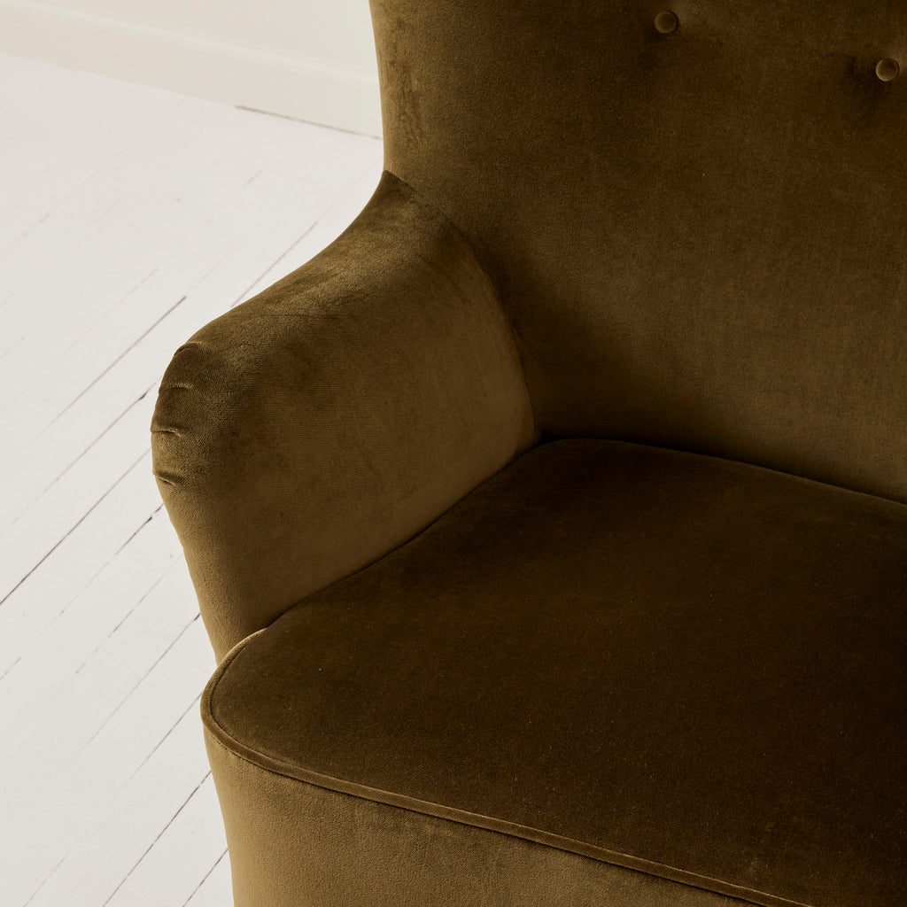 SOLD Danish Mid Century Moder Easy Chairs n in Velvet 1940's, a Pair