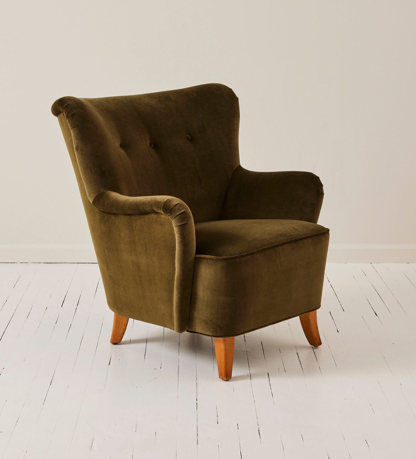 SOLD Danish Easy Chairs Mid Century Modern in Velvet 1940's