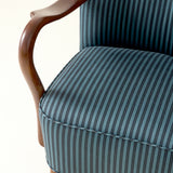 Alfred Christiansen Danish Modern Easy Chair in Blue Striped Cotton Fabric, 1940s