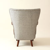Alfred Christiansen High Back Easy Chair 23B in Striped Linen, 1940s
