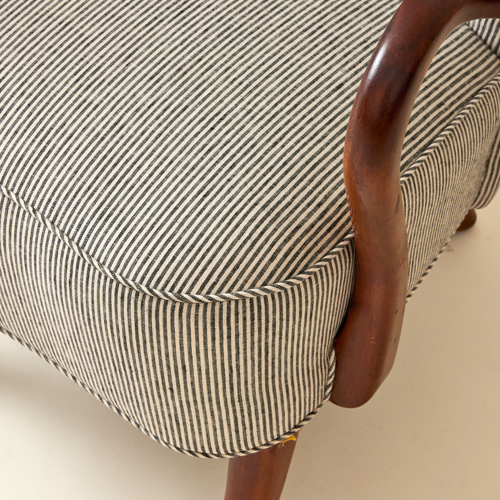 Alfred Christiansen High Back Easy Chair 23B in Striped Linen, 1940s