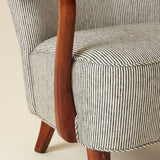 Alfred Christiansen High Back Easy Chair 23B in Striped Linen, 1940s