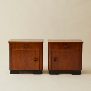 SOLD ! Art Deco Bedside Tables, Ebonized Wood Veneer, 1940's, a pair