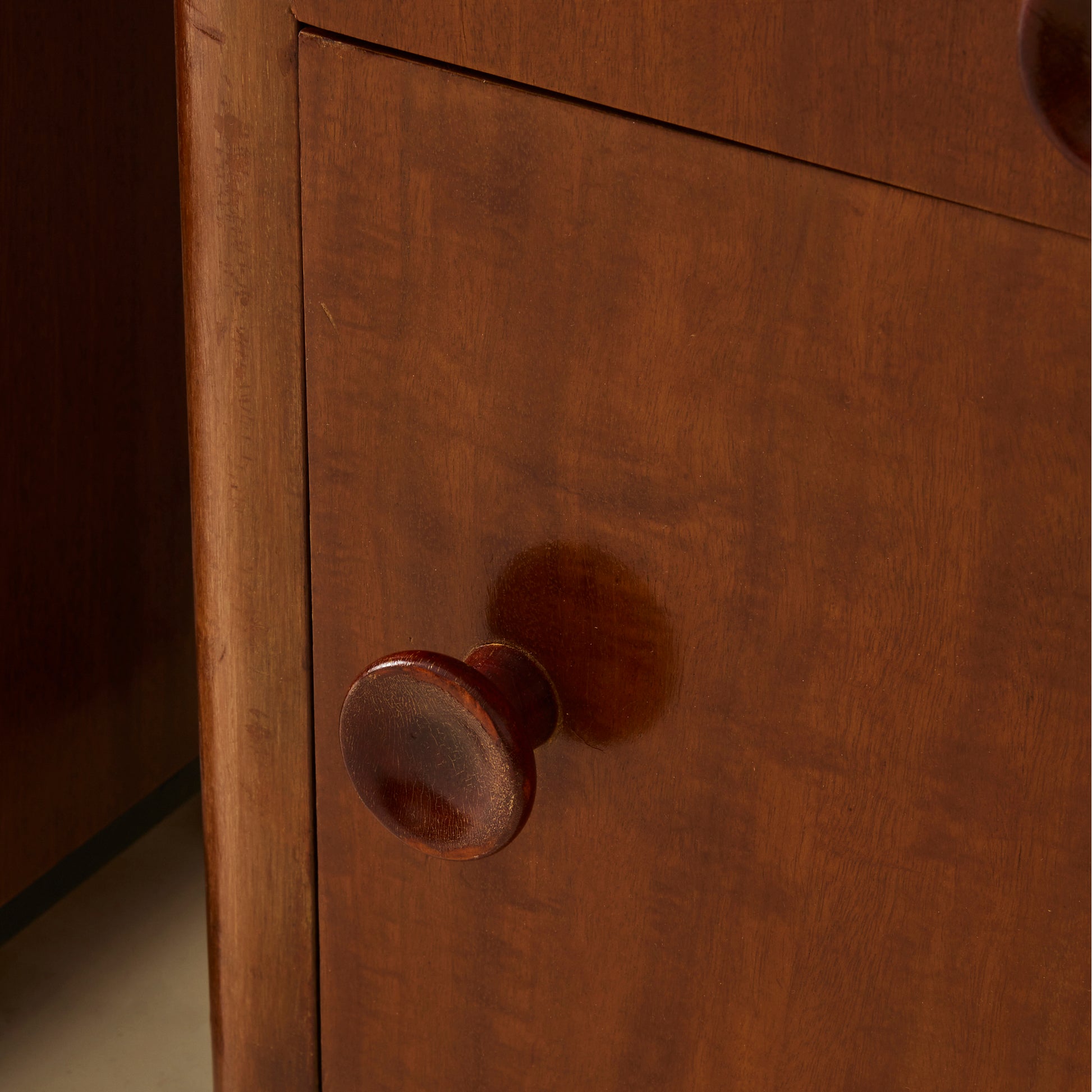 Art Deco Bedside Tables, Ebonized Wood Veneer, 1940's, a pair