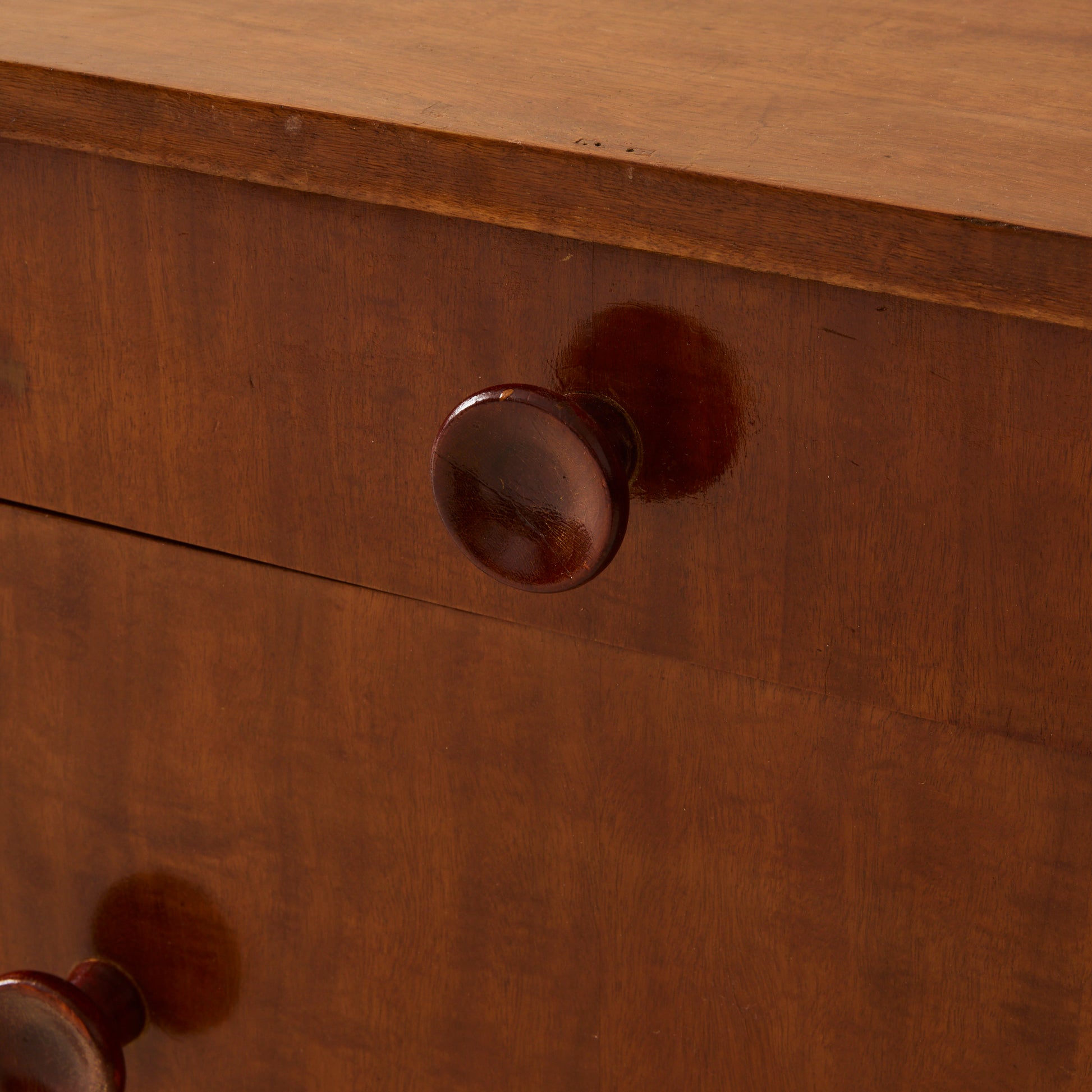 Art Deco Bedside Tables, Ebonized Wood Veneer, 1940's, a pair