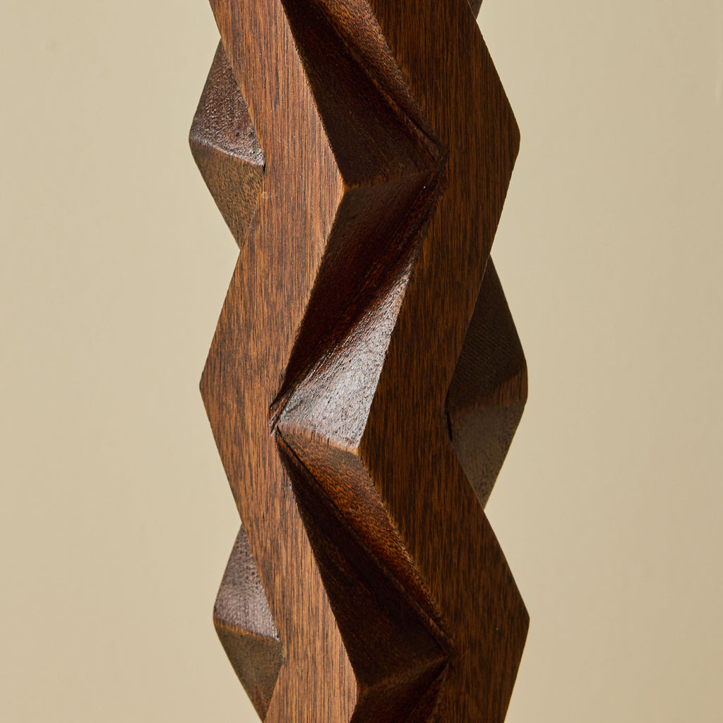 French Wood Carved Art Deco Lamp
