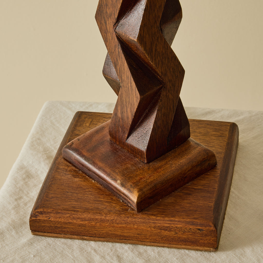 French Wood Carved Art Deco Lamp