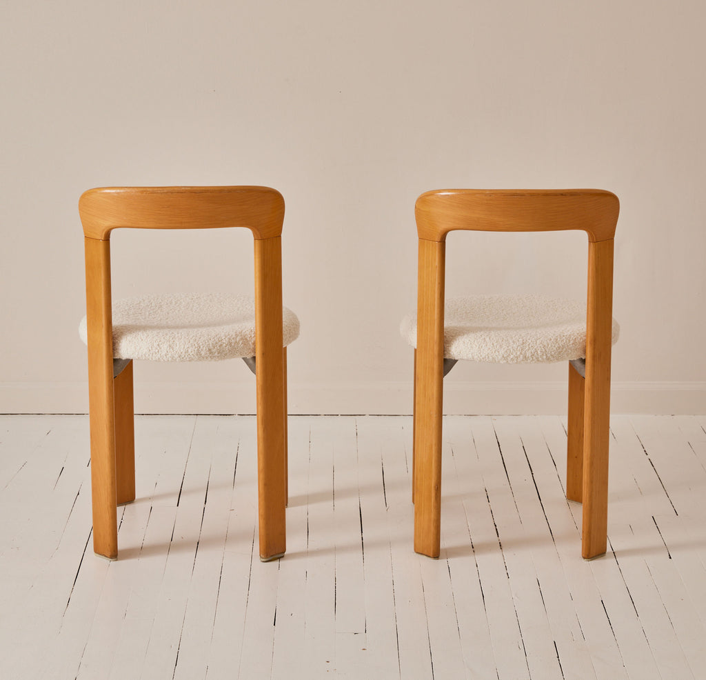 Bruno Rey Vintage Chairs by Dietiker, Beech Frame and Boucle Seat, 1971 - Set of 4