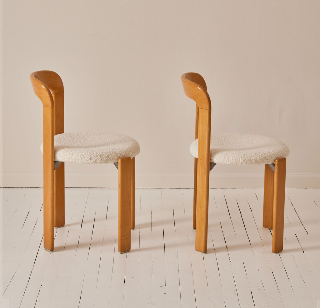 Bruno Rey Vintage Chairs by Dietiker, Beech Frame and Boucle Seat, 1971 - Set of 4
