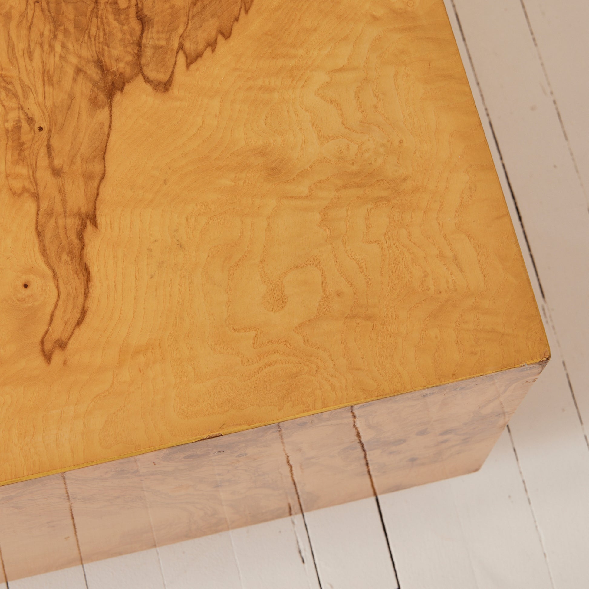 Milo Baughman Style Vintage Mid Century Burl Wood Coffee Table