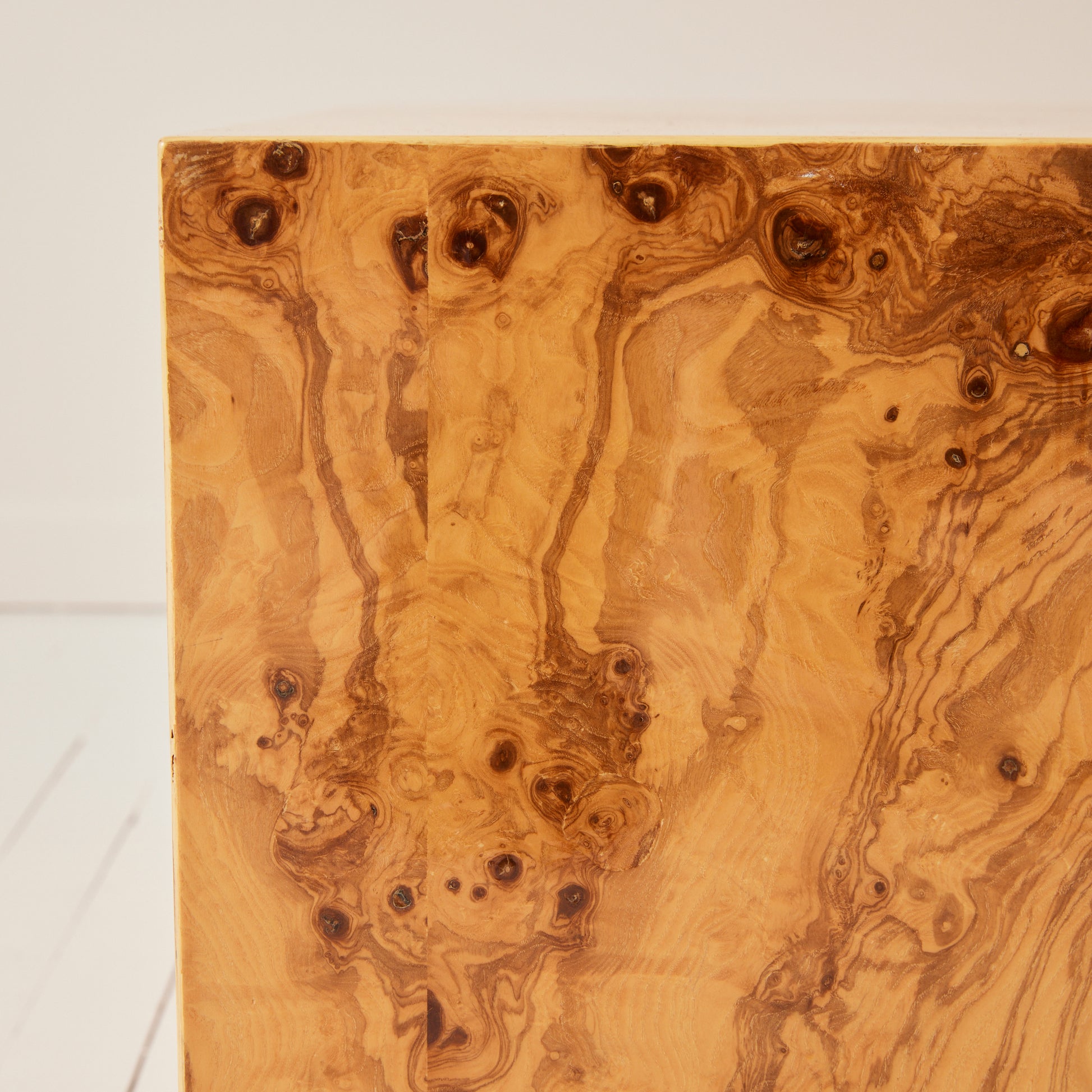 Milo Baughman Style Vintage Mid Century Burl Wood Coffee Table