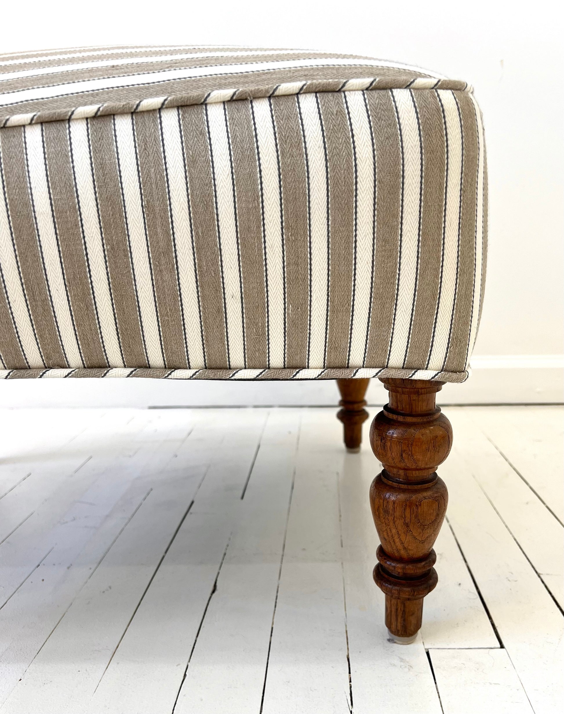 Scandinavian Striped Slipper Lounge Chairs | 20th Century Linen/ Cotton Upholstery, Set of 2