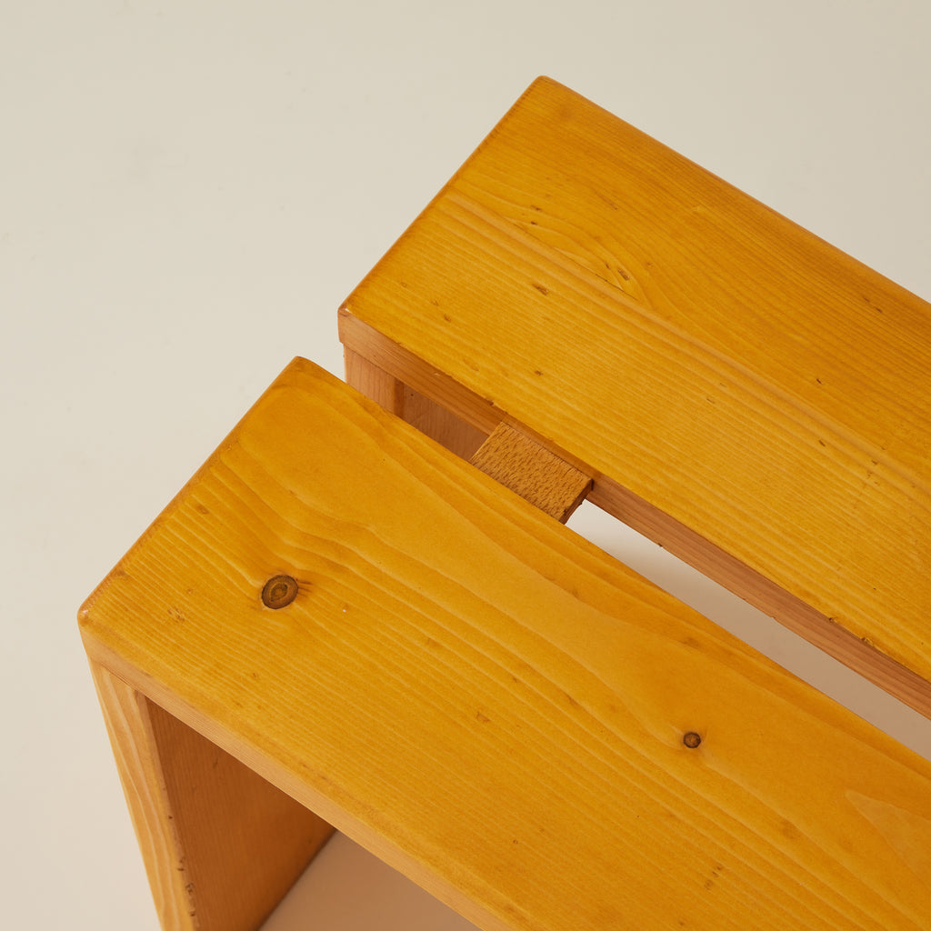 Charlotte Perriand Les Arcs Pine Stools or Side Tables, 1960's, a Pair