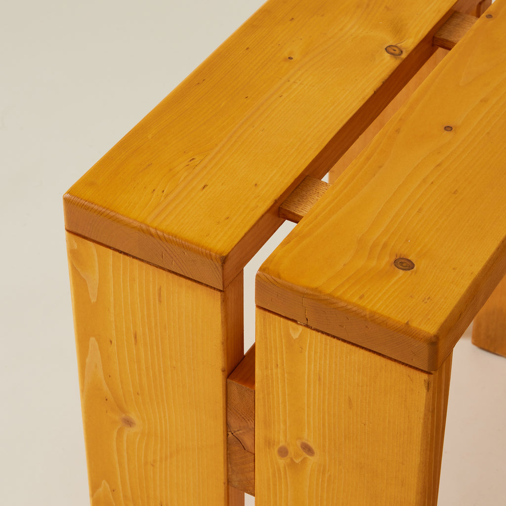 Charlotte Perriand Les Arcs Pine Stools or Side Tables, 1960's, a Pair