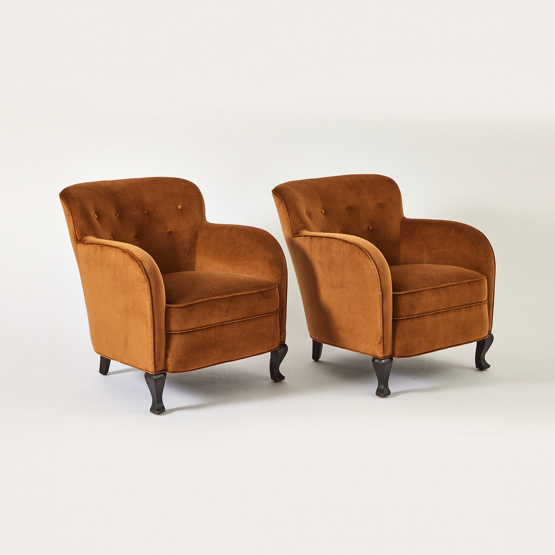 SOLD Swedish Armchairs in Velvet, 1920's/30s