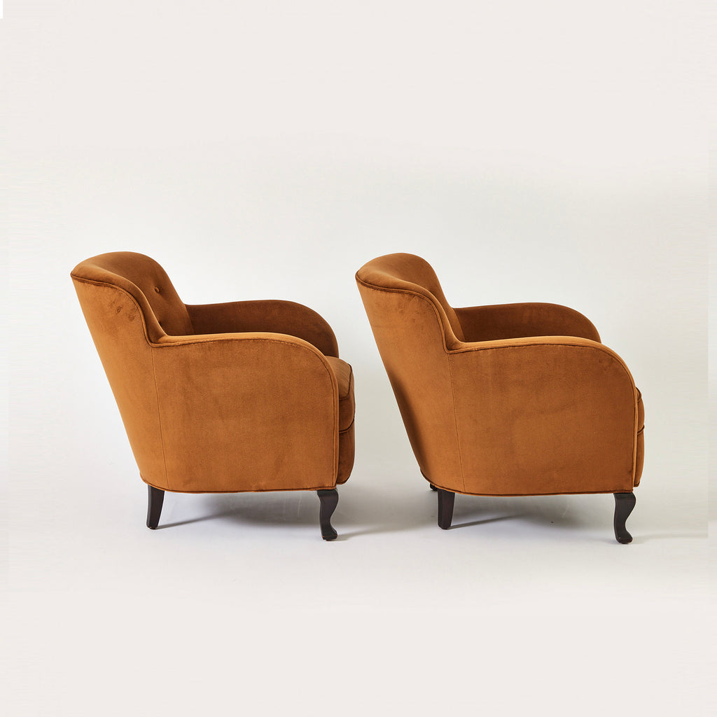 SOLD Swedish Armchairs in Velvet, 1920's/30s