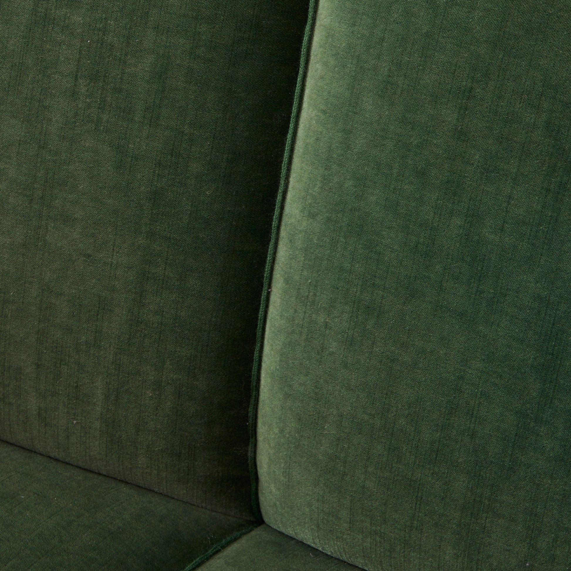 Danish velvet covered three seat sofa with slight curve, 1940's