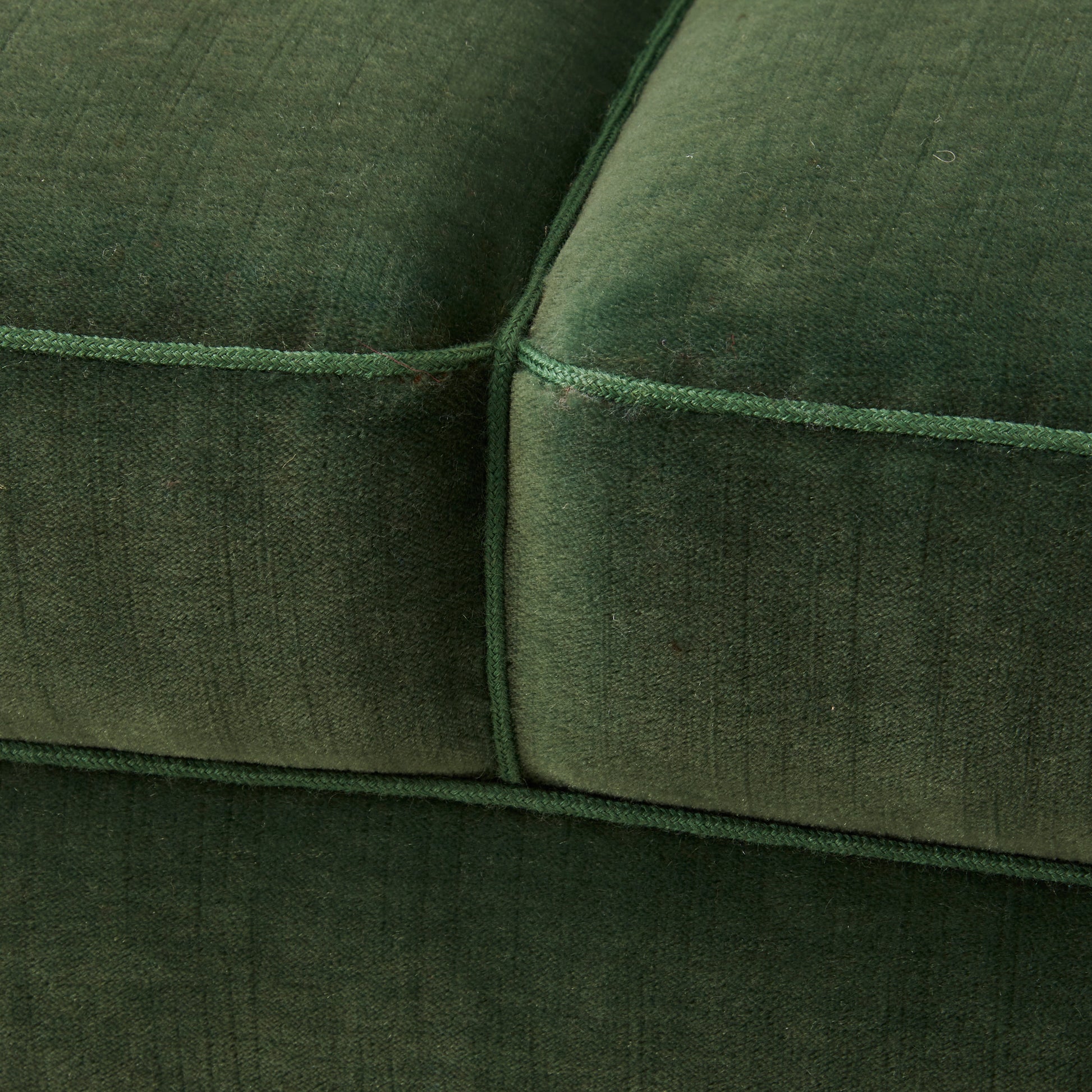 Danish velvet covered three seat sofa with slight curve, 1940's