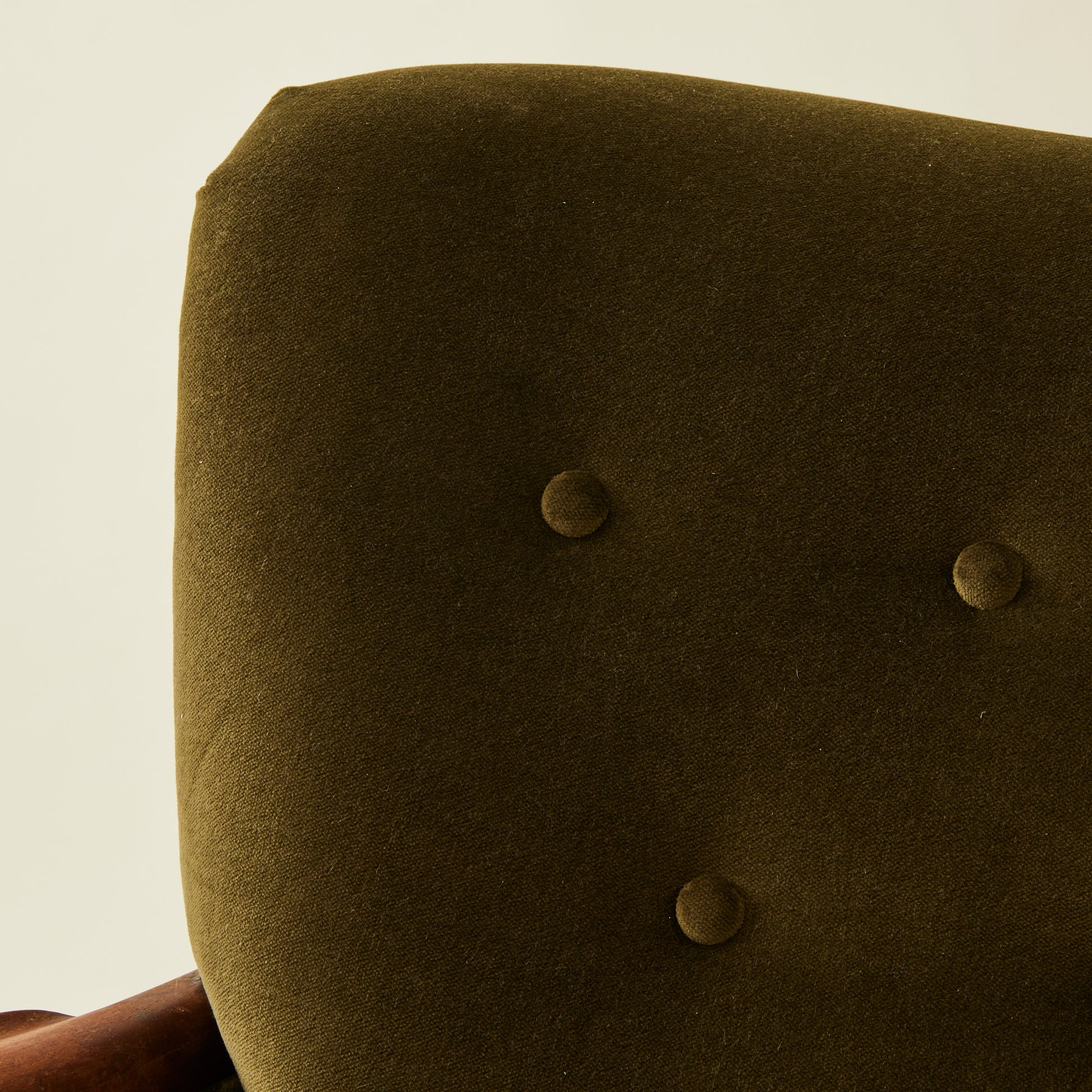 Danish Lounge Chair With Velvet and Wood Trimmed Armrest, 1940's