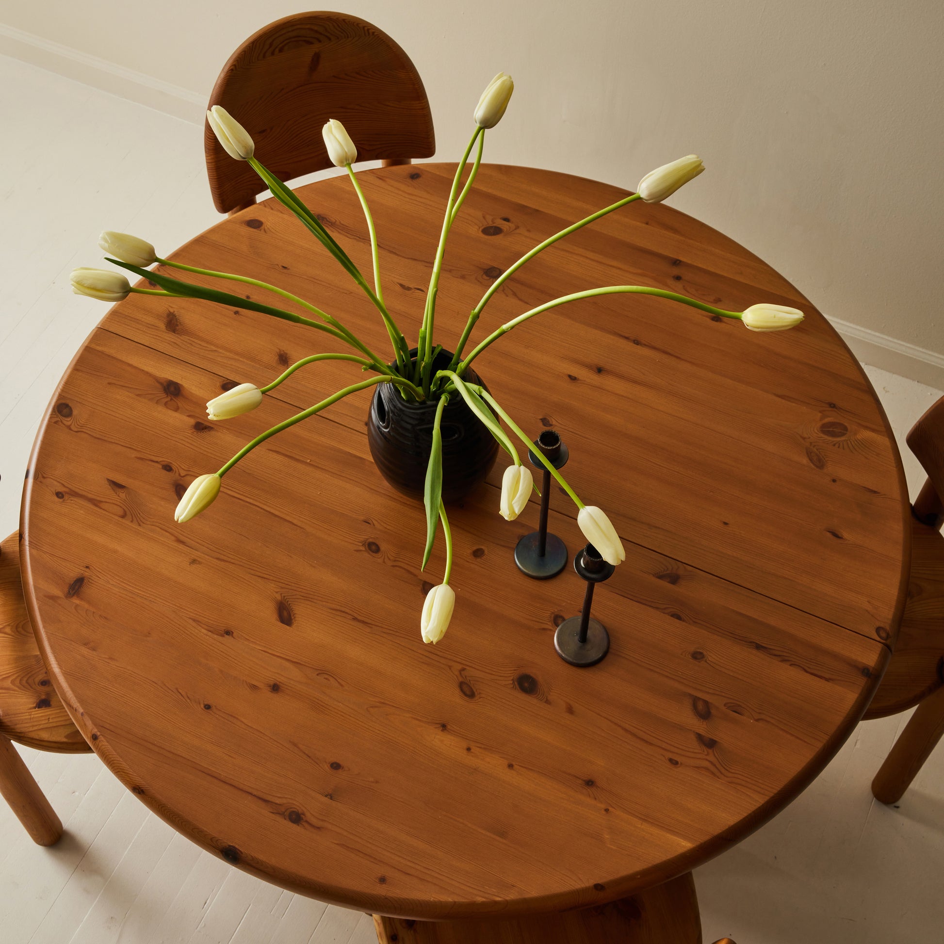 Rainer Daumiller Round Pine Dining Table, 1960's.