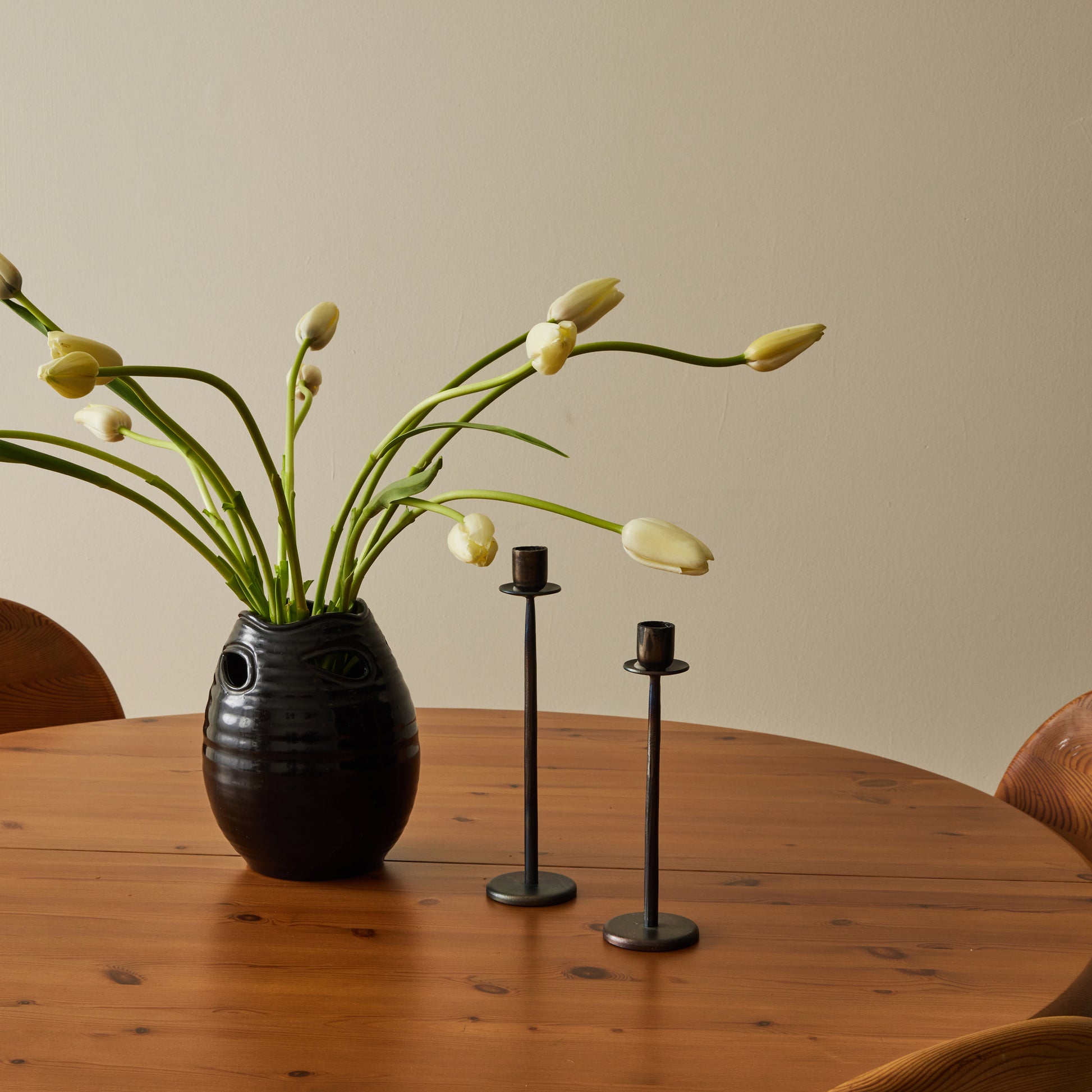 Rainer Daumiller Round Pine Dining Table, 1960's.